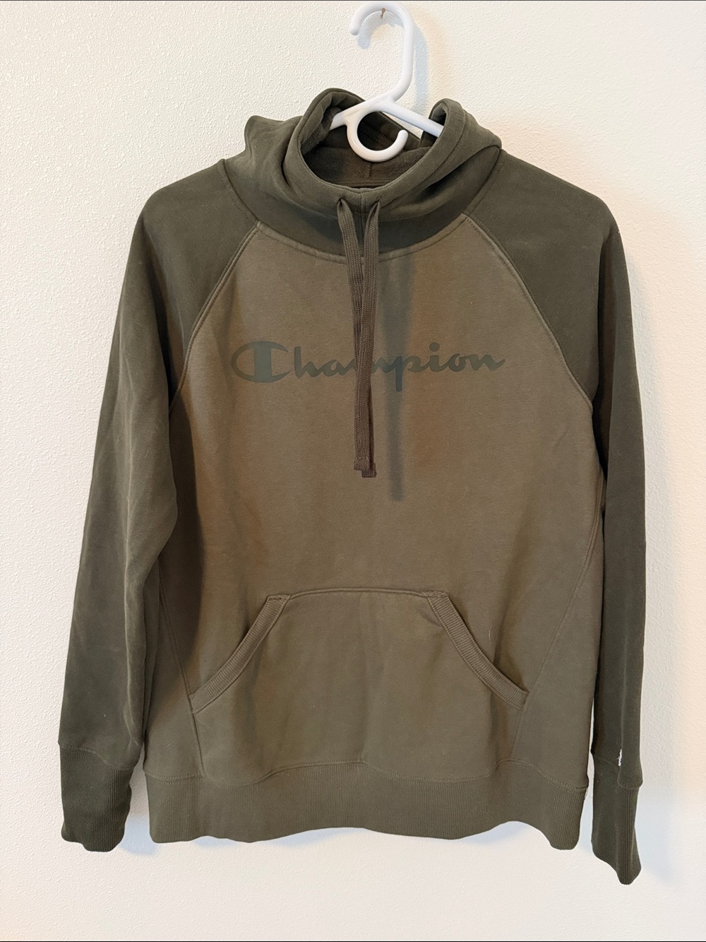 Champion Olive Green Pullover Hoodie with Logo